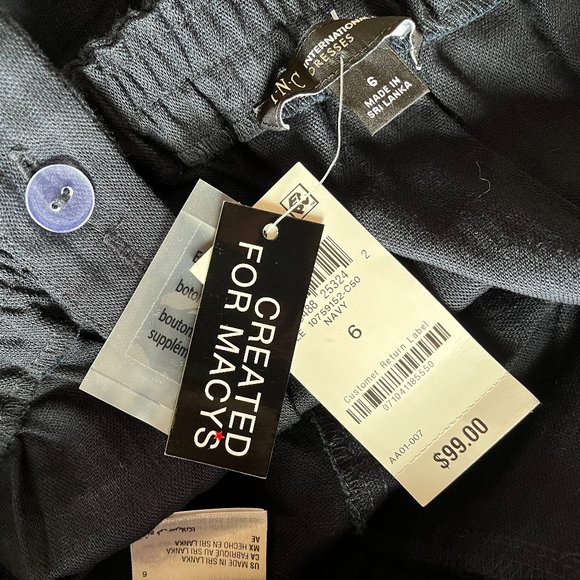 NEW INC Linen Jumpsuit in Navy Blue - Picture 10 of 11